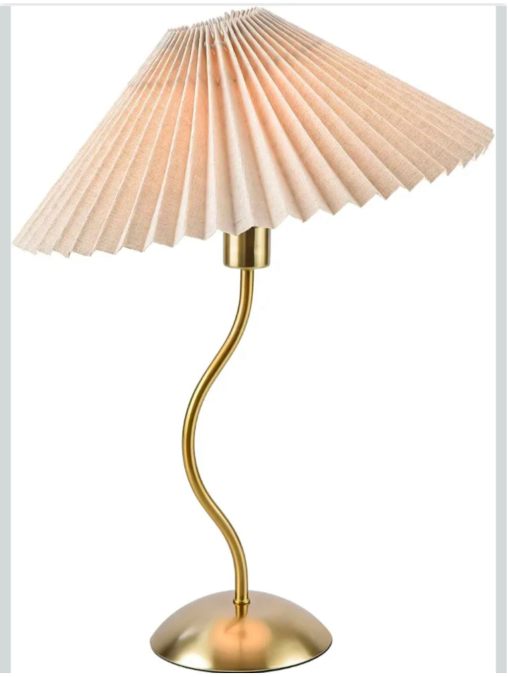Small Pleated Table Lamp, Bedside Nightstand Lamp with Beige Lampshade and flare